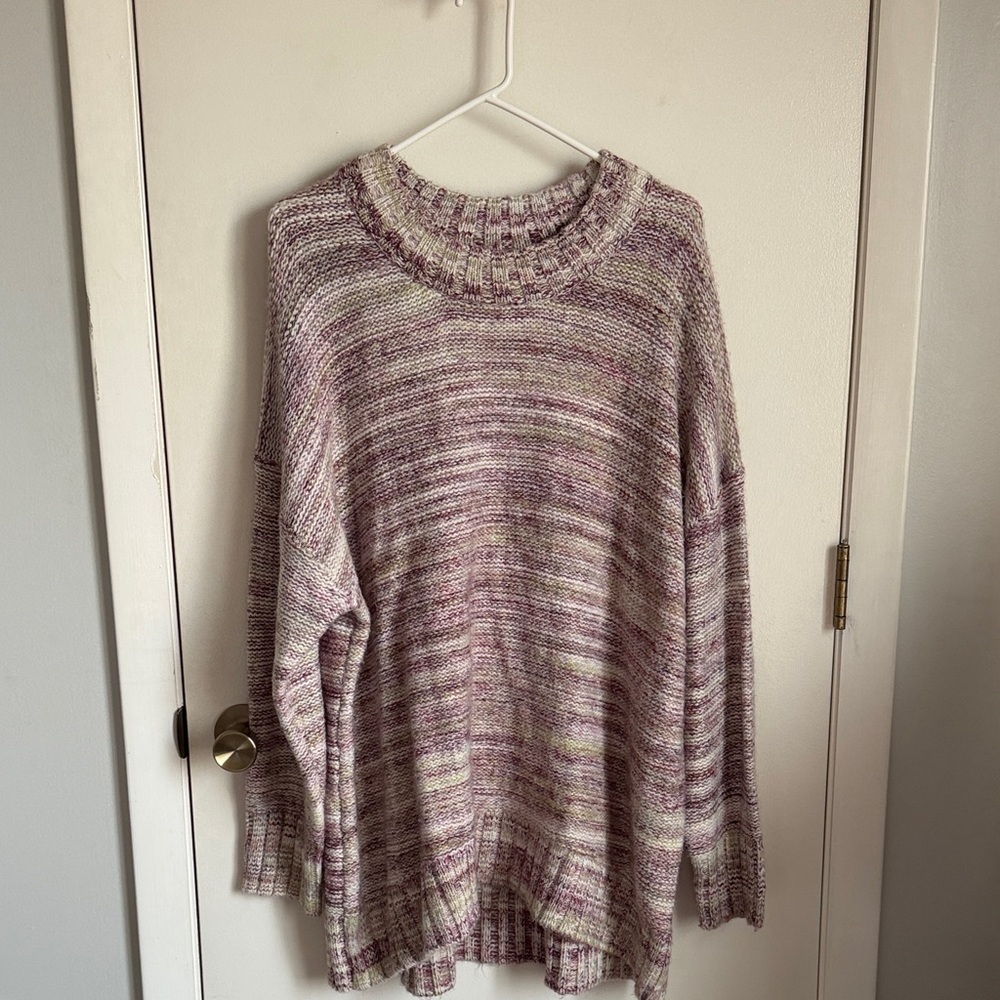Cozy Marled Crewneck Sweater - Purple Mix